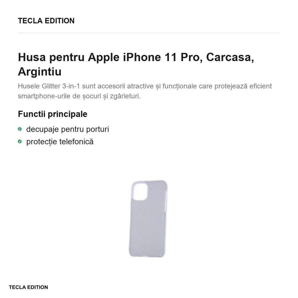 Husa pentru Apple iPhone 11 Pro, Carcasa, Argintiu [2]