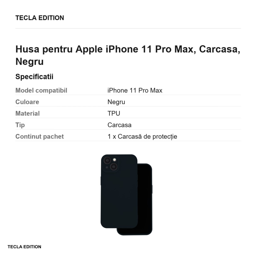 Husa Silicon pentru Apple iPhone 11 Pro Max, Carcasa, Negru [3]