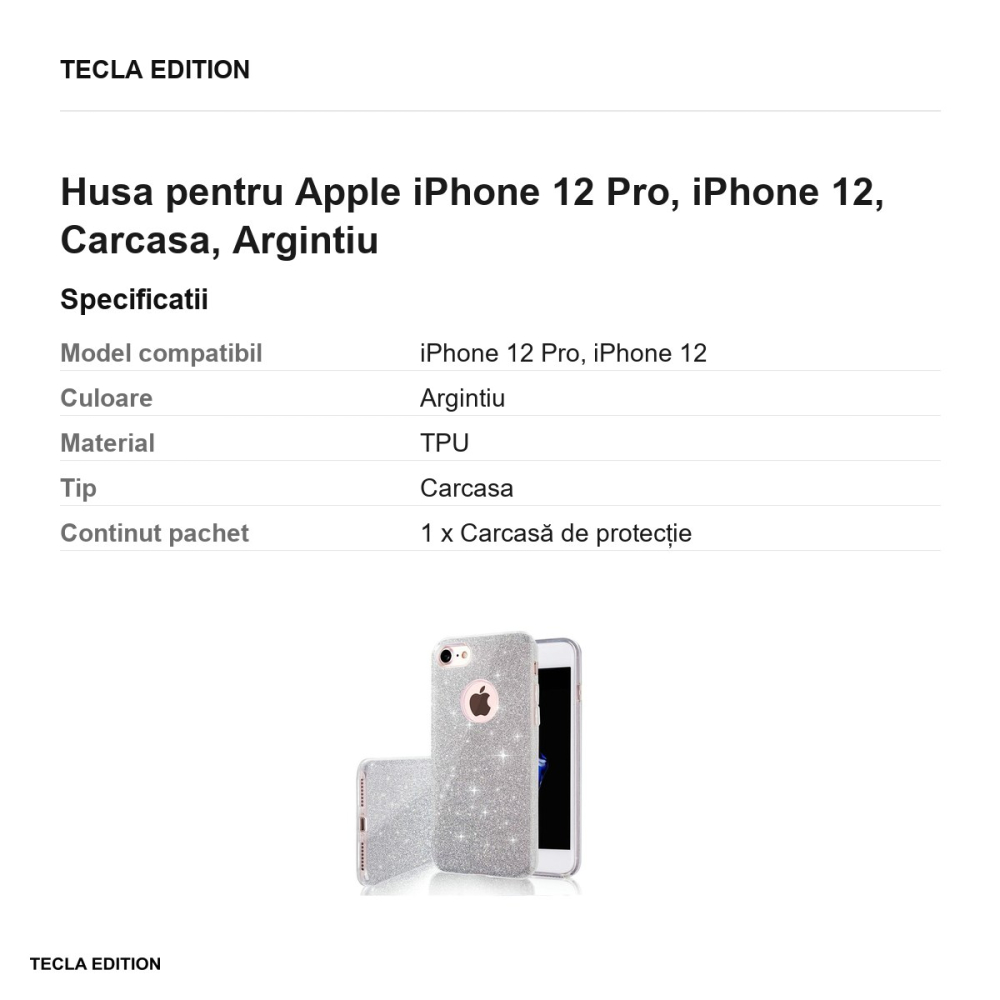Husa pentru Apple iPhone 12 Pro, iPhone 12, Carcasa, Argintiu [3]