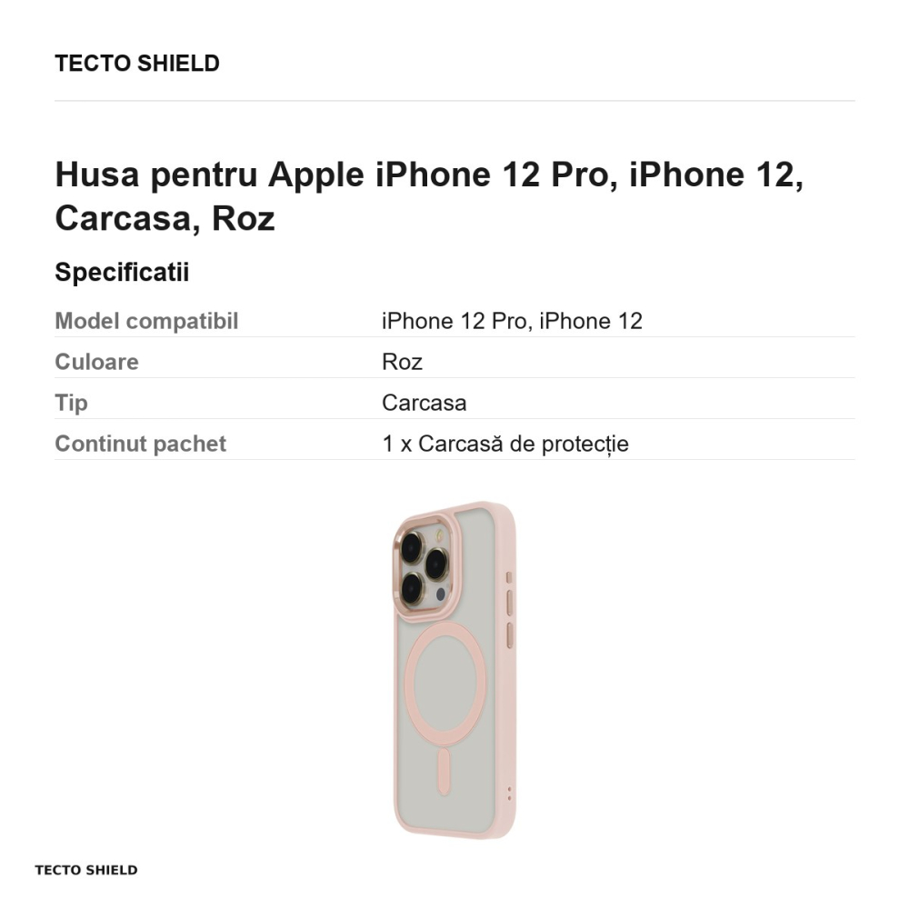 Husa Satin Elegant Mag pentru Apple iPhone 12 Pro, iPhone 12, Carcasa, Roz [3]