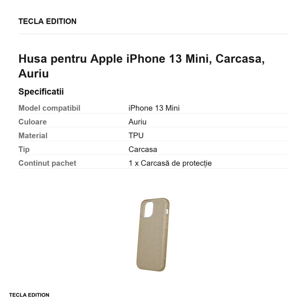 Husa pentru Apple iPhone 13 Mini, Carcasa, Auriu [3]