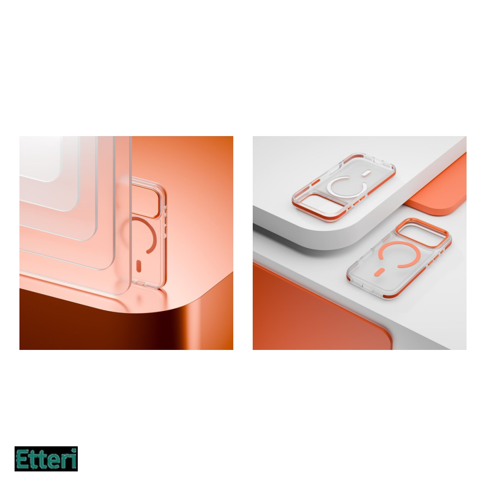 Husa Etteri Icy Mag pentru Apple iPhone 16, Carcasa magnetica, Portocaliu [5]