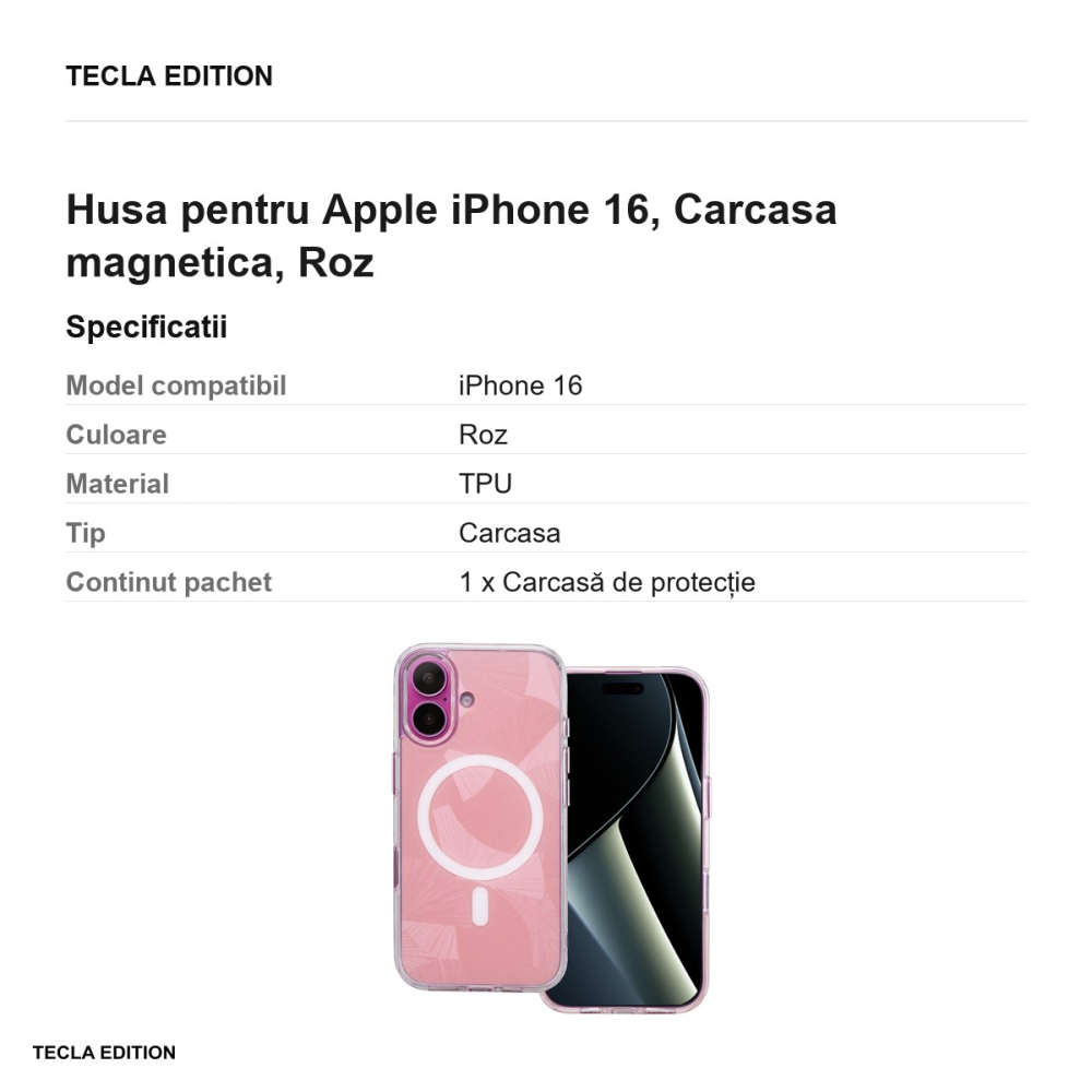 Husa Flash Mag pentru Apple iPhone 16, Carcasa magnetica, Roz [3]