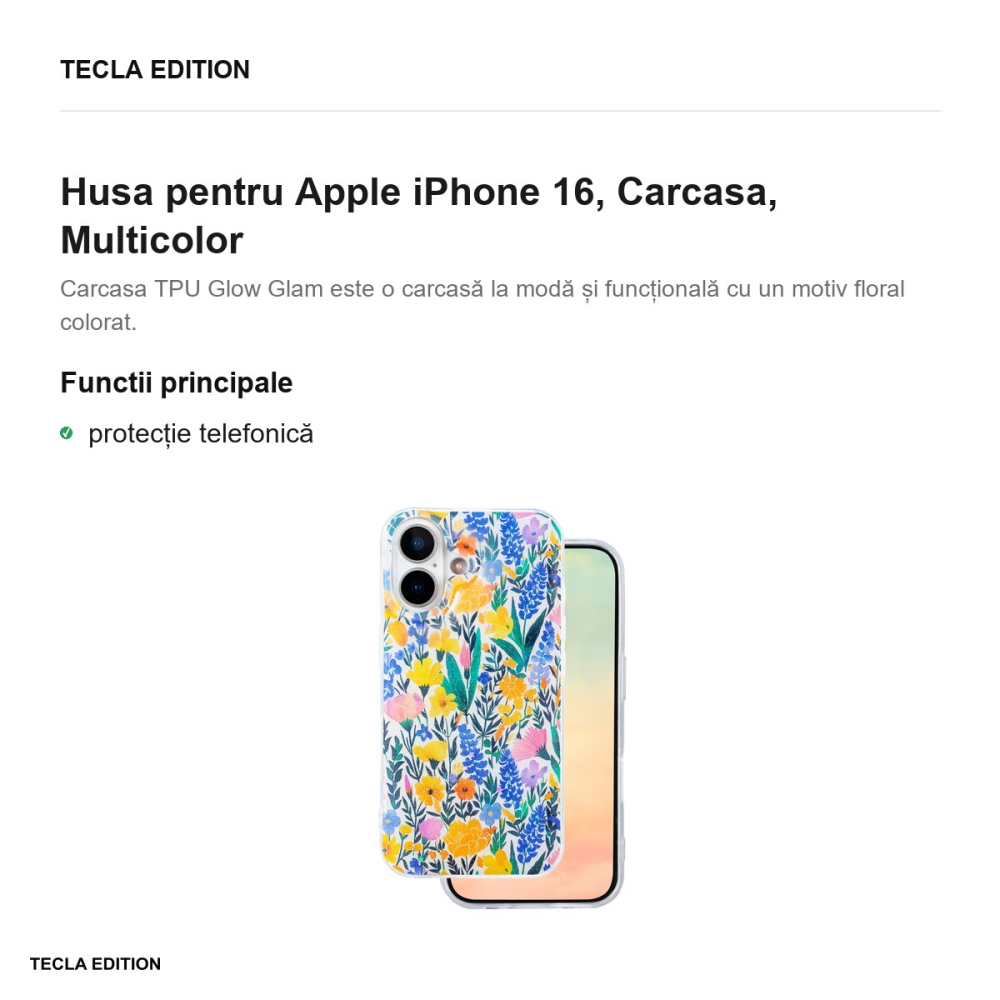 Husa Glow Glam rustic pentru Apple iPhone 16, Carcasa, Multicolor [2]