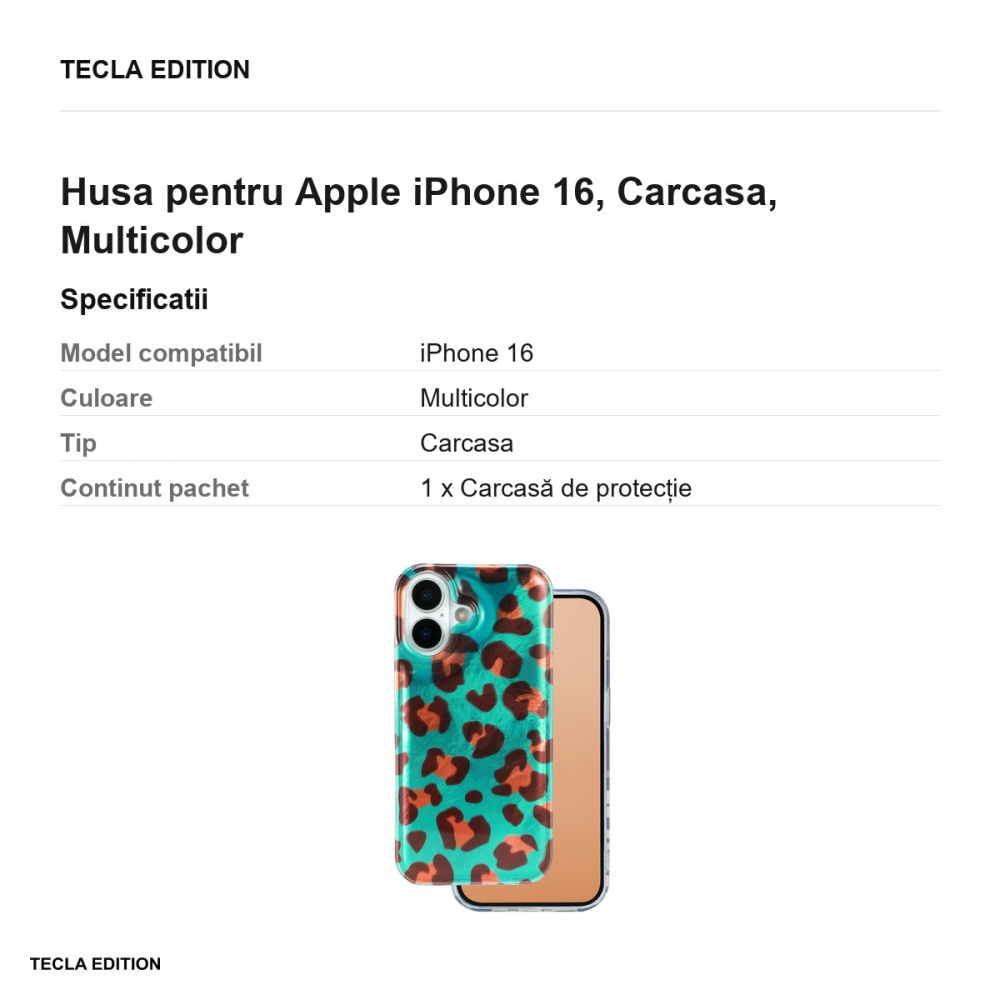 Husa Animal Print Crazy Cheetah pentru Apple iPhone 16, Carcasa, Multicolor [3]