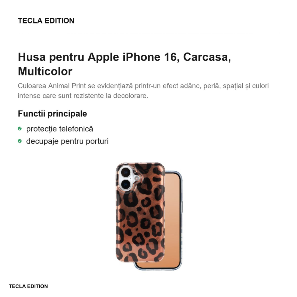 Husa Animal Print Panther pentru Apple iPhone 16, Carcasa, Multicolor [2]