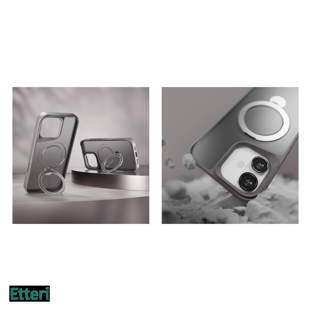 Husa Etteri Matt Mag Ring pentru Apple iPhone 16 Plus, Carcasa magnetica, Gri [5]