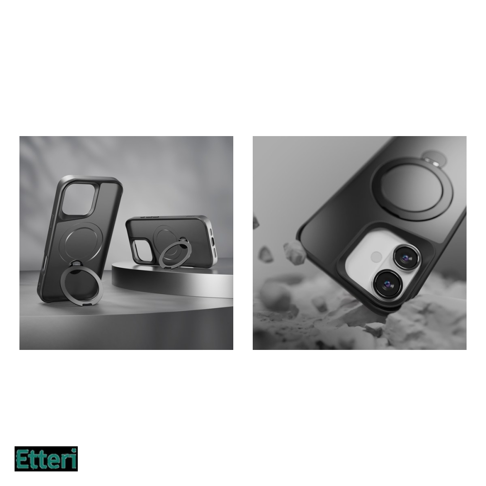 Husa Etteri Matt Mag Ring pentru Apple iPhone 16 Plus, Carcasa magnetica, Negru [5]