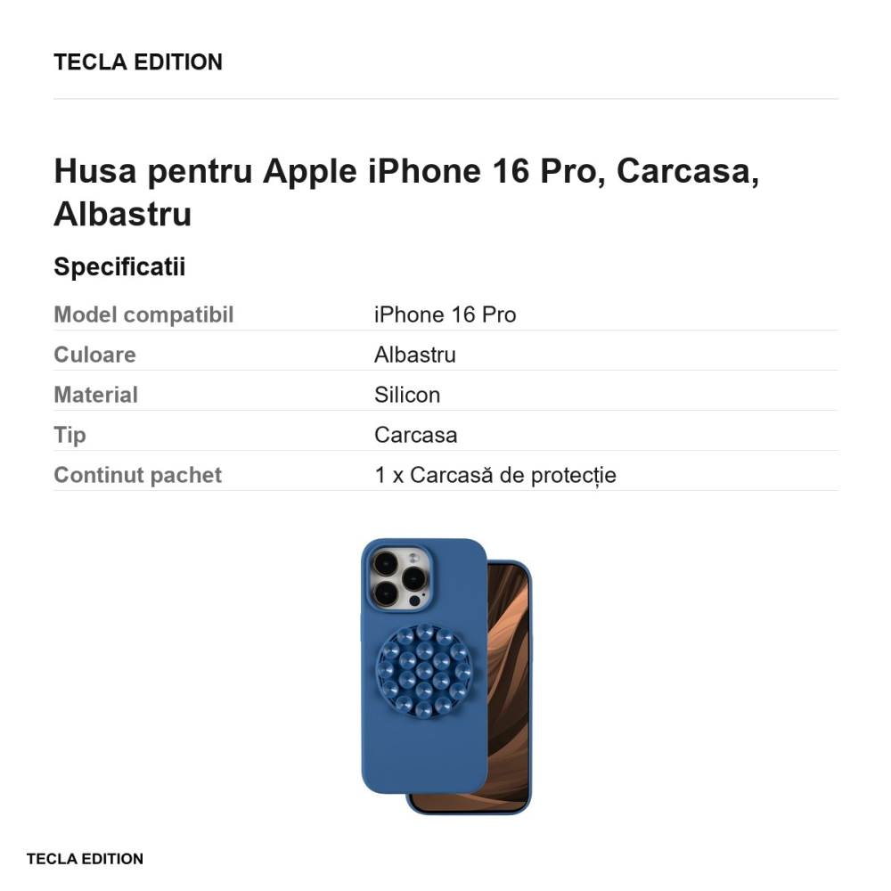 Husa Silicone Stick pentru Apple iPhone 16 Pro, Carcasa, Albastru [3]
