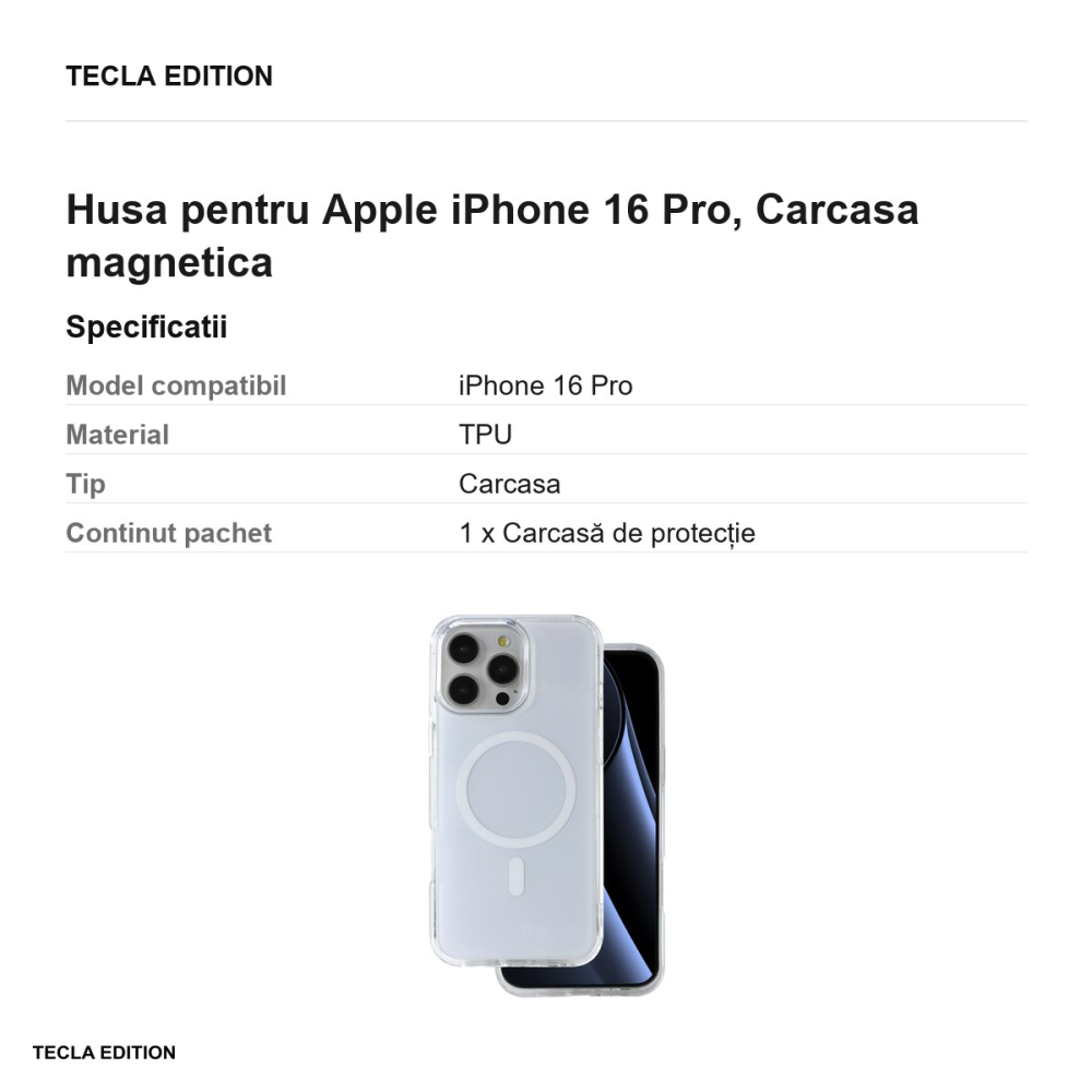 Husa Lowkey Mag pentru Apple iPhone 16 Pro, Carcasa magnetica, Alb [3]