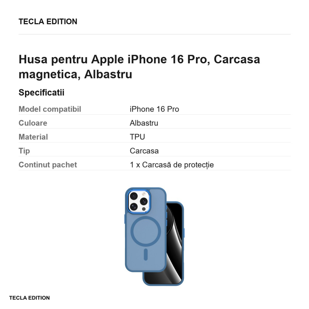 Husa Frozen Mag pentru Apple iPhone 16 Pro, Carcasa magnetica, Albastru [3]