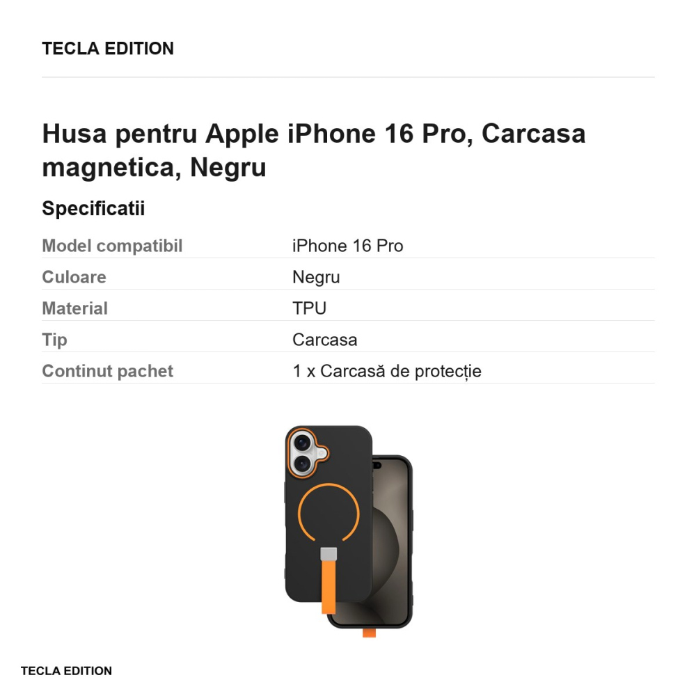 Husa Loop Thin Mag pentru Apple iPhone 16 Pro, Carcasa magnetica, Negru [3]