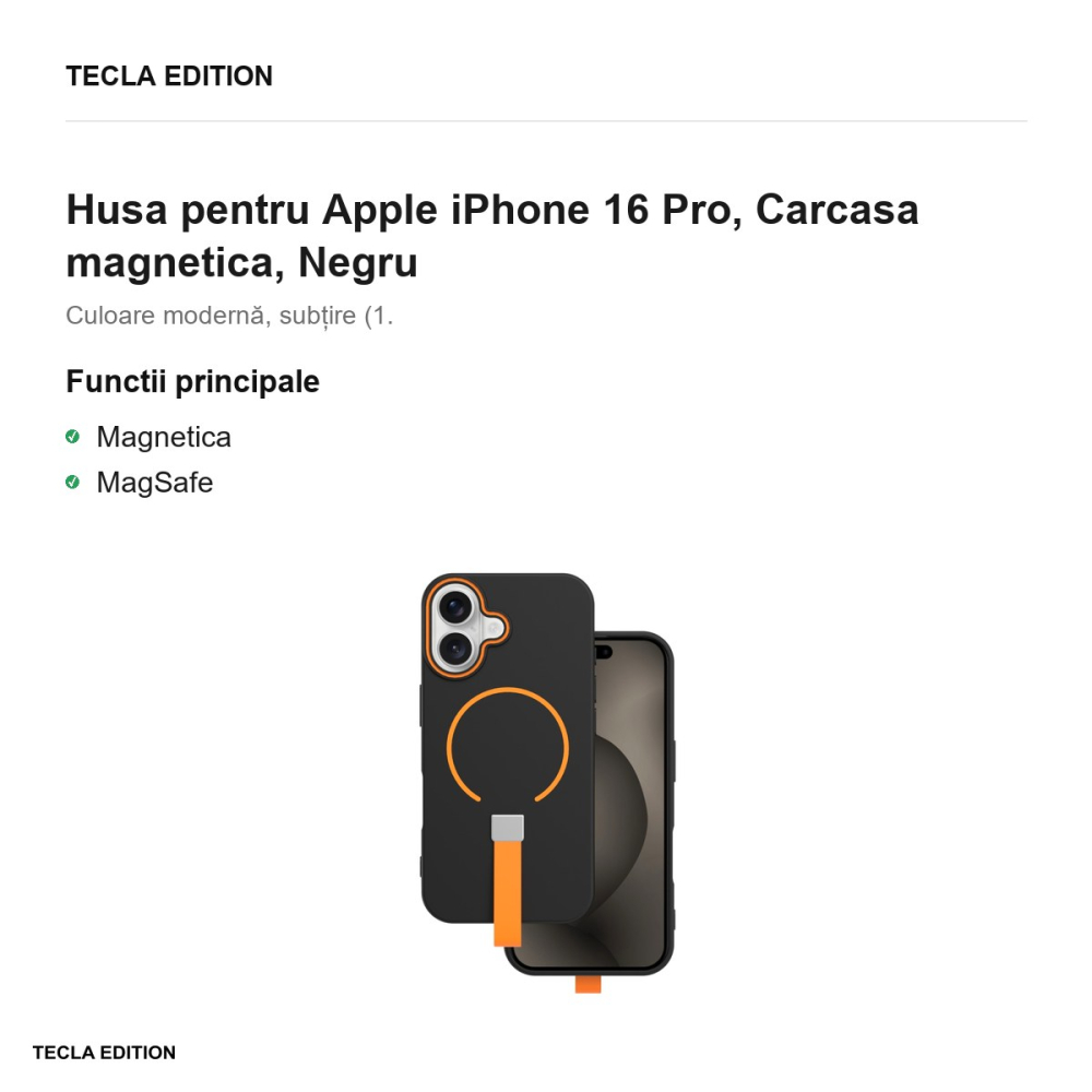 Husa Loop Thin Mag pentru Apple iPhone 16 Pro, Carcasa magnetica, Negru [2]