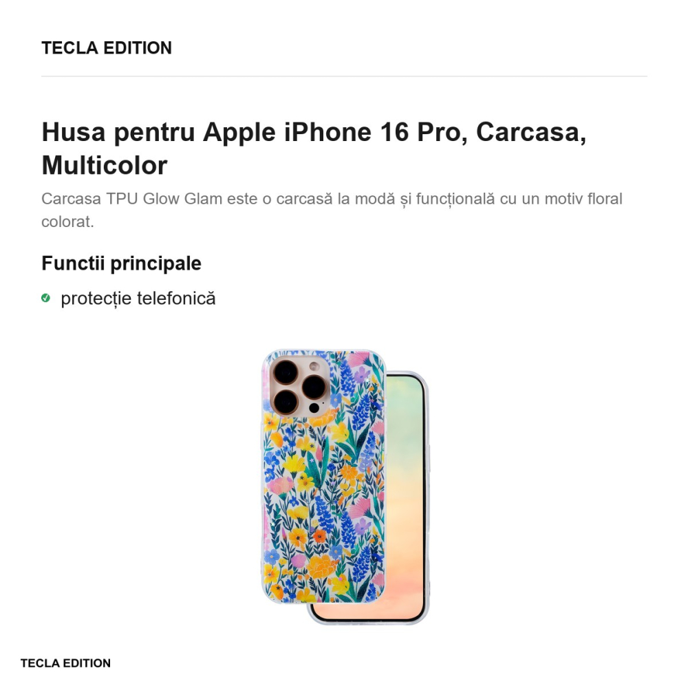 Husa Glow Glam rustic pentru Apple iPhone 16 Pro, Carcasa, Multicolor [2]