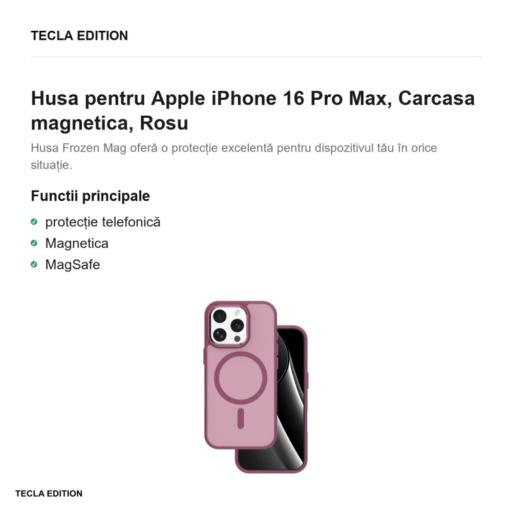 Husa Frozen Mag pentru Apple iPhone 16 Pro Max, Carcasa magnetica, Rosu [2]