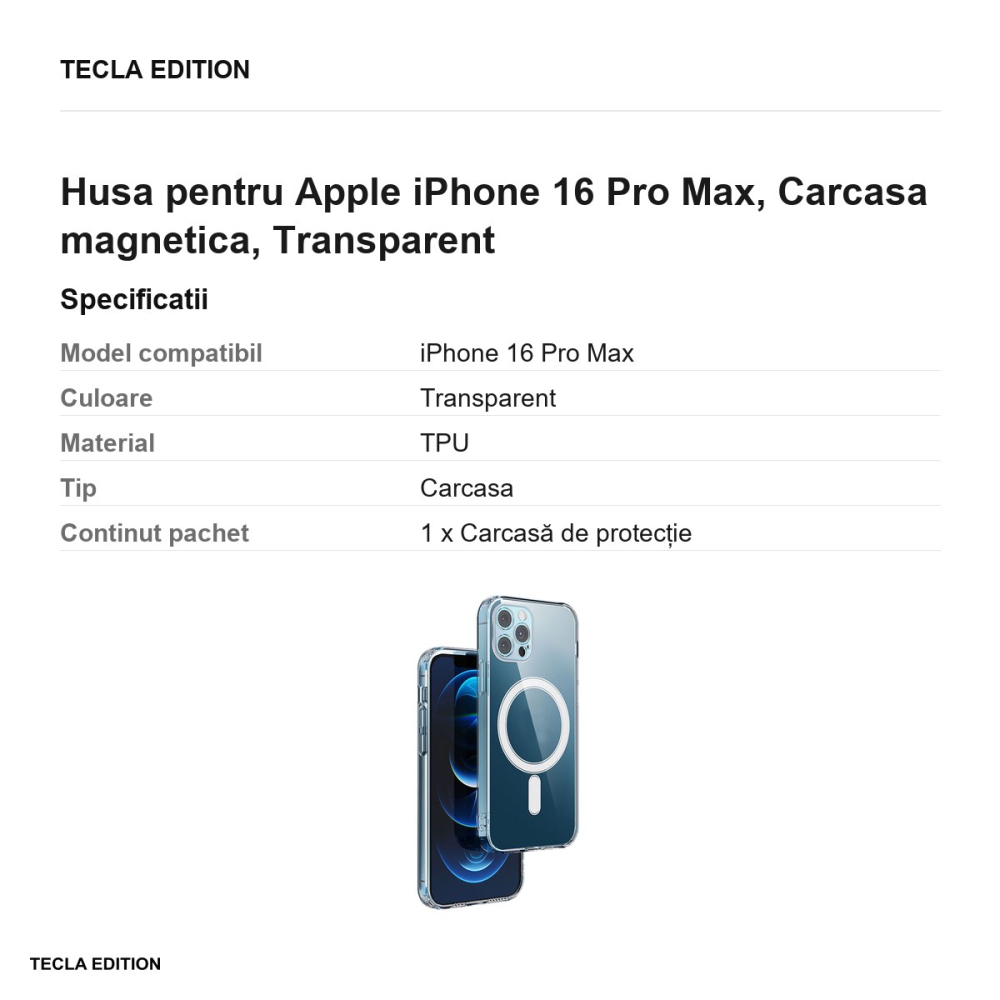 Husa Anti Shock 1 5 mm Mag camera pentru Apple iPhone 16 Pro Max, Carcasa magnetica, Transparent [3]