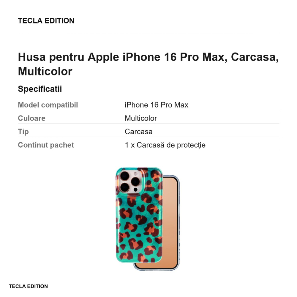 Husa Animal Print Crazy Cheetah pentru Apple iPhone 16 Pro Max, Carcasa, Multicolor [3]