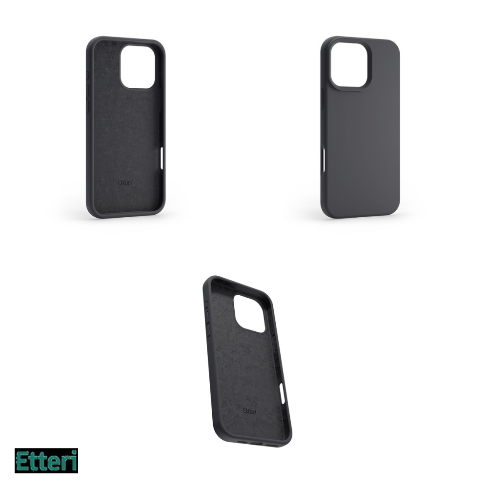 Husa Etteri Silicone pentru Apple iPhone 16 Pro Max, Carcasa, Negru [4]