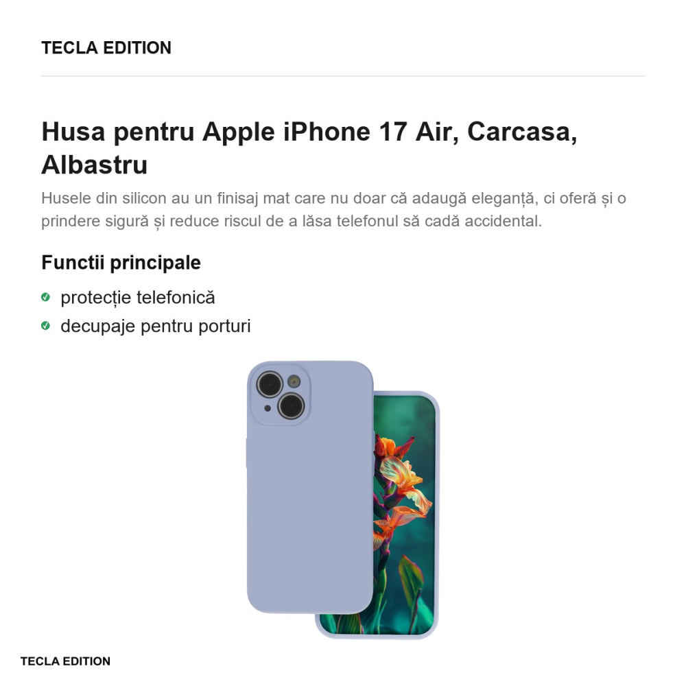 Husa Silicon baby pentru Apple iPhone 17 Air, Carcasa, Albastru [2]