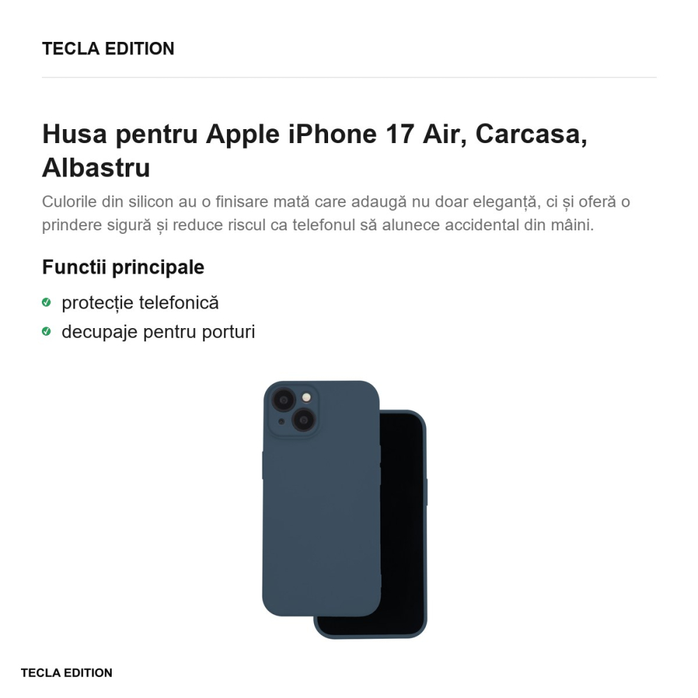 Husa Silicon pentru Apple iPhone 17 Air, Carcasa, Albastru [2]