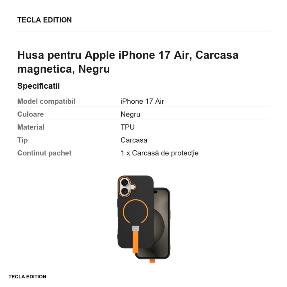 Husa Loop Thin Mag pentru Apple iPhone 17 Air, Carcasa magnetica, Negru [3]