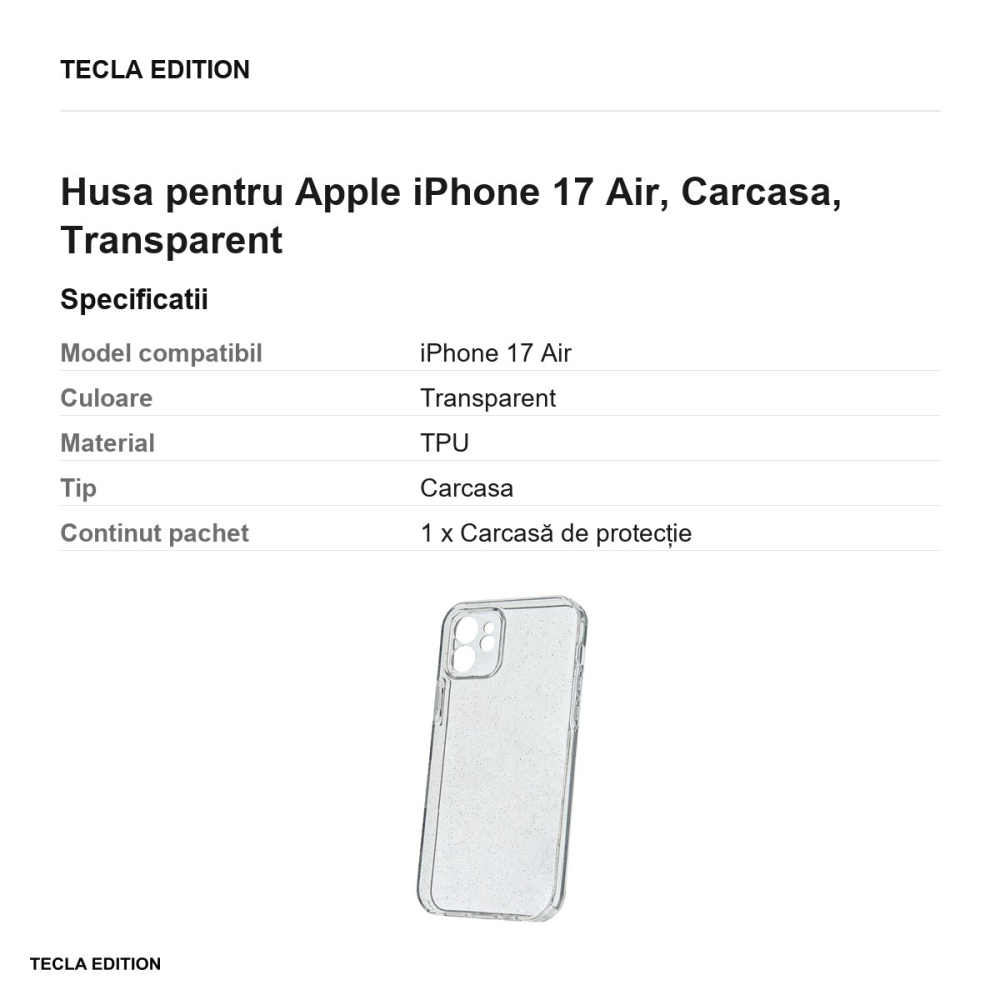 Husa Shine pentru Apple iPhone 17 Air, Carcasa, Transparent [3]