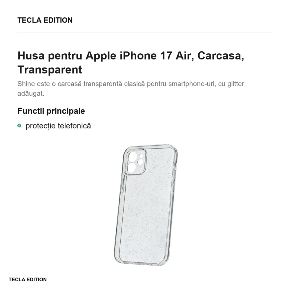Husa Shine pentru Apple iPhone 17 Air, Carcasa, Transparent [2]