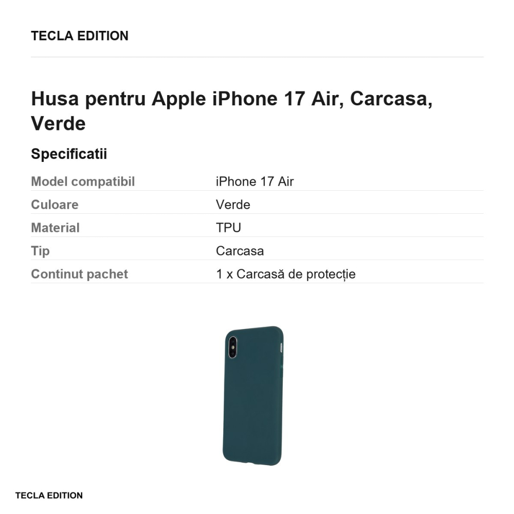 Husa Matt TPU forest pentru Apple iPhone 17 Air, Carcasa, Verde [3]