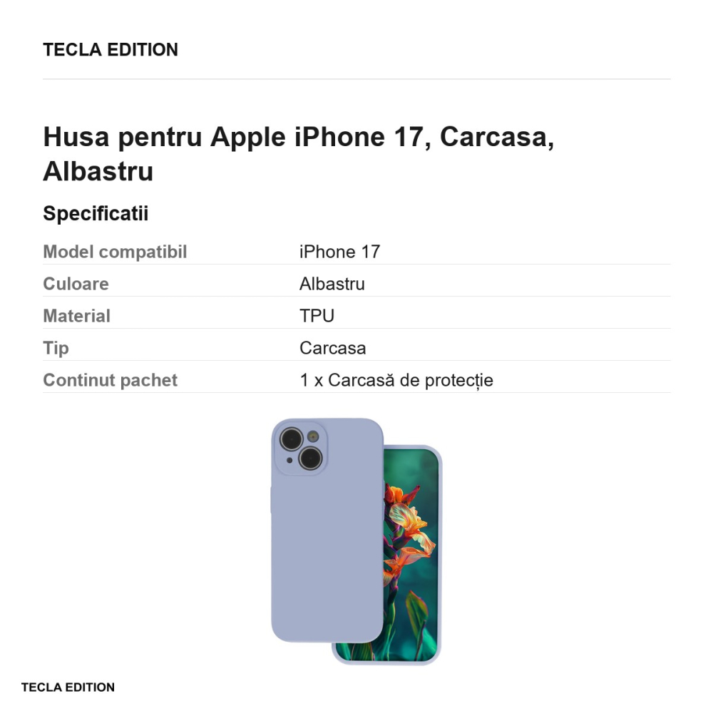 Husa Silicon baby pentru Apple iPhone 17, Carcasa, Albastru [3]