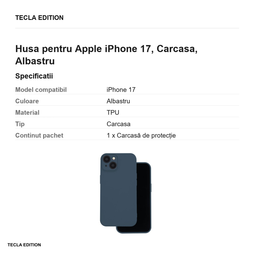 Husa Silicon pentru Apple iPhone 17, Carcasa, Albastru [3]