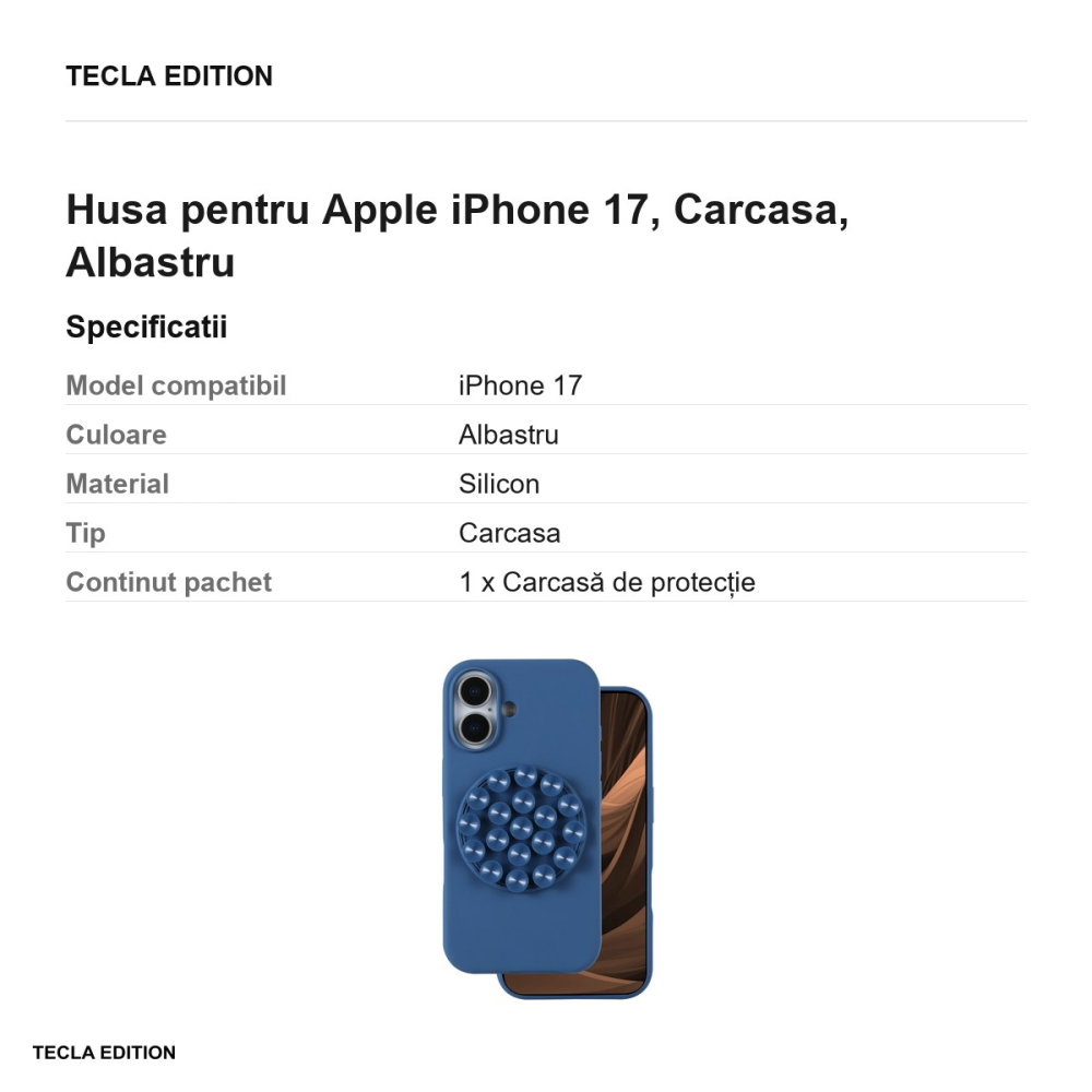 Husa Silicone Stick pentru Apple iPhone 17, Carcasa, Albastru [3]