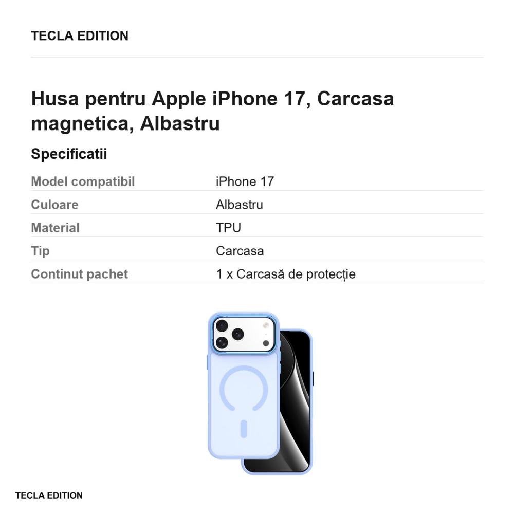 Husa Frozen Mag pentru Apple iPhone 17, Carcasa magnetica, Albastru [3]