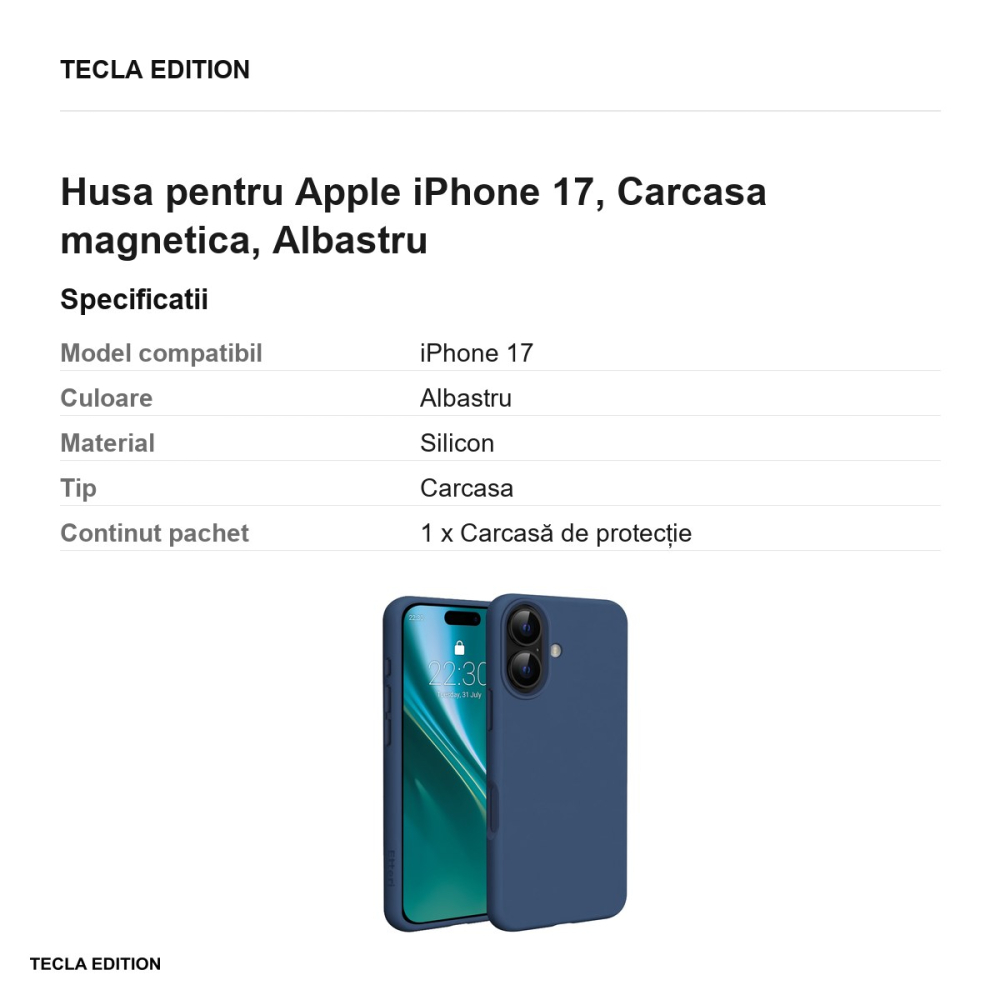 Husa Etteri Silicone Mag pentru Apple iPhone 17, Carcasa magnetica, Albastru [3]