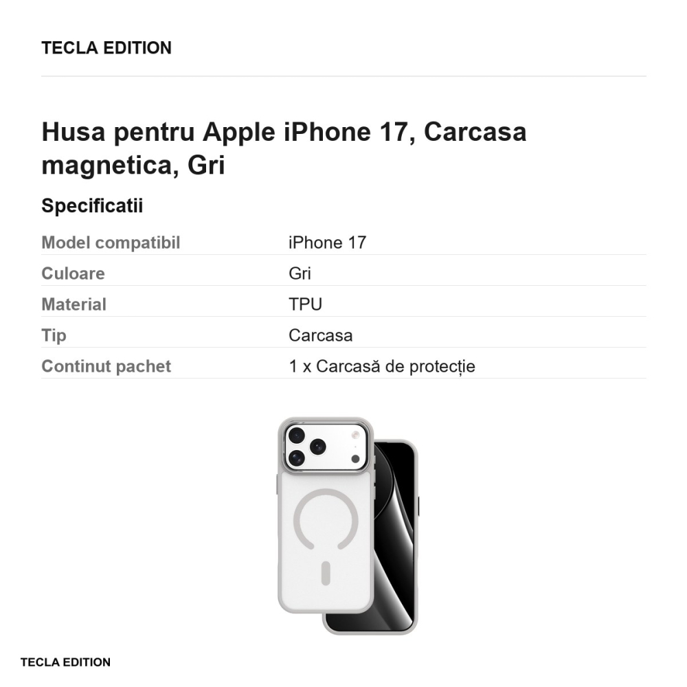 Husa Frozen Mag pentru Apple iPhone 17, Carcasa magnetica, Gri [3]