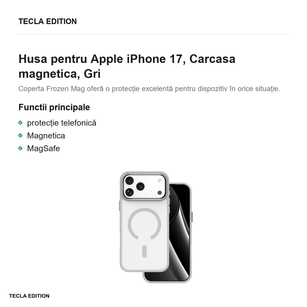 Husa Frozen Mag pentru Apple iPhone 17, Carcasa magnetica, Gri [2]