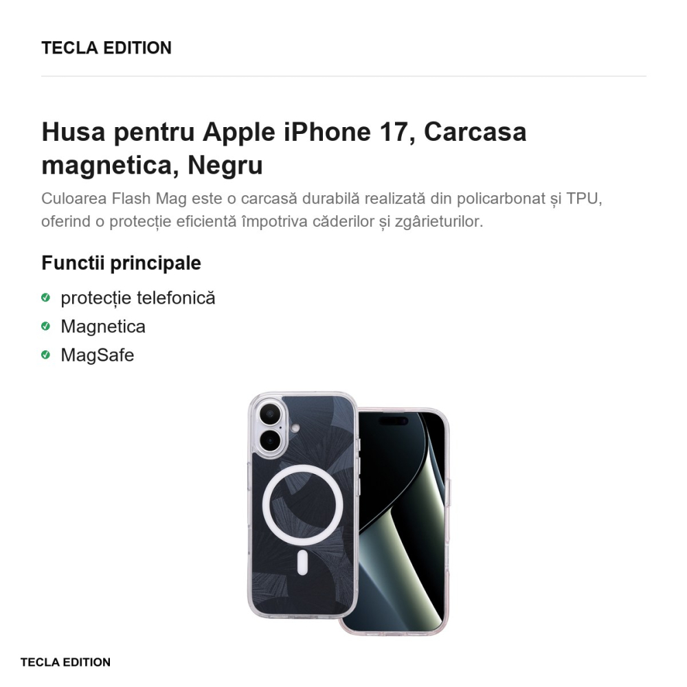 Husa Flash Mag pentru Apple iPhone 17, Carcasa magnetica, Negru [2]