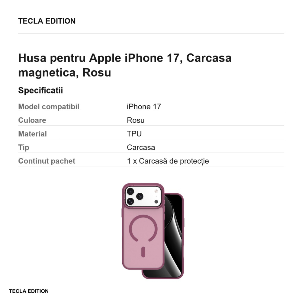Husa Frozen Mag pentru Apple iPhone 17, Carcasa magnetica, Rosu [3]