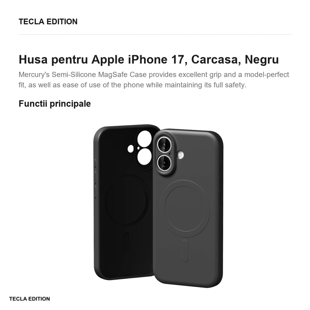 Husa Mercury Semi-silicone pentru Apple iPhone 17, Carcasa, Negru [2]