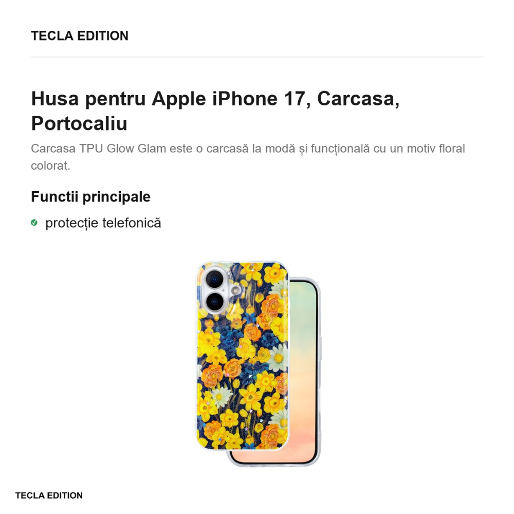 Husa Glow Glam pentru Apple iPhone 17, Carcasa, Portocaliu [2]