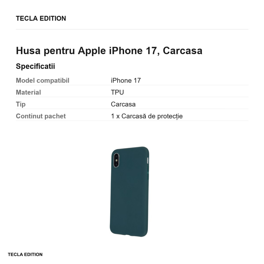 Husa Matt TPU forest pentru Apple iPhone 17, Carcasa, Verde [3]