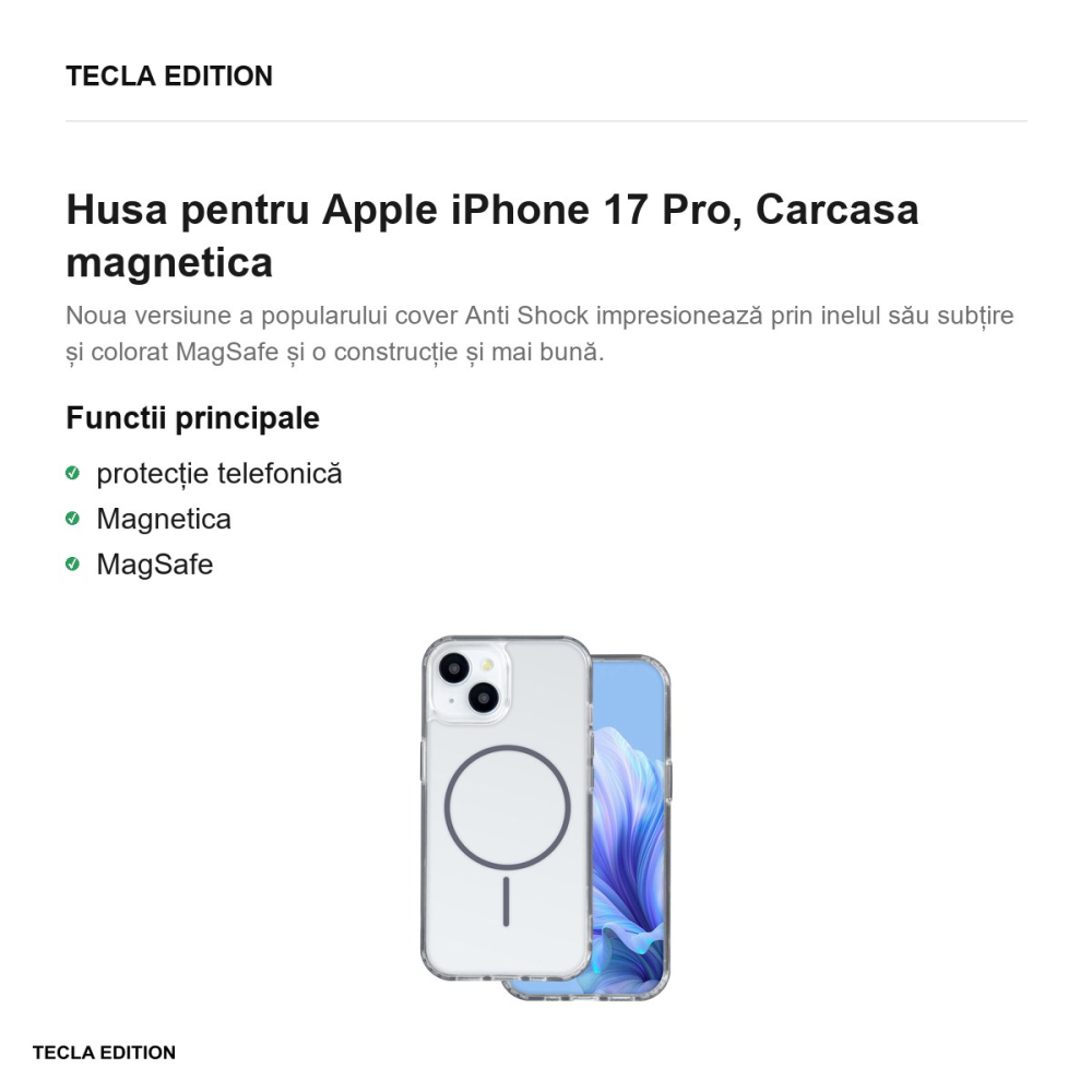 Husa Anti Shock Thin Mag open ring pentru Apple iPhone 17 Pro, Carcasa magnetica, Gri [2]
