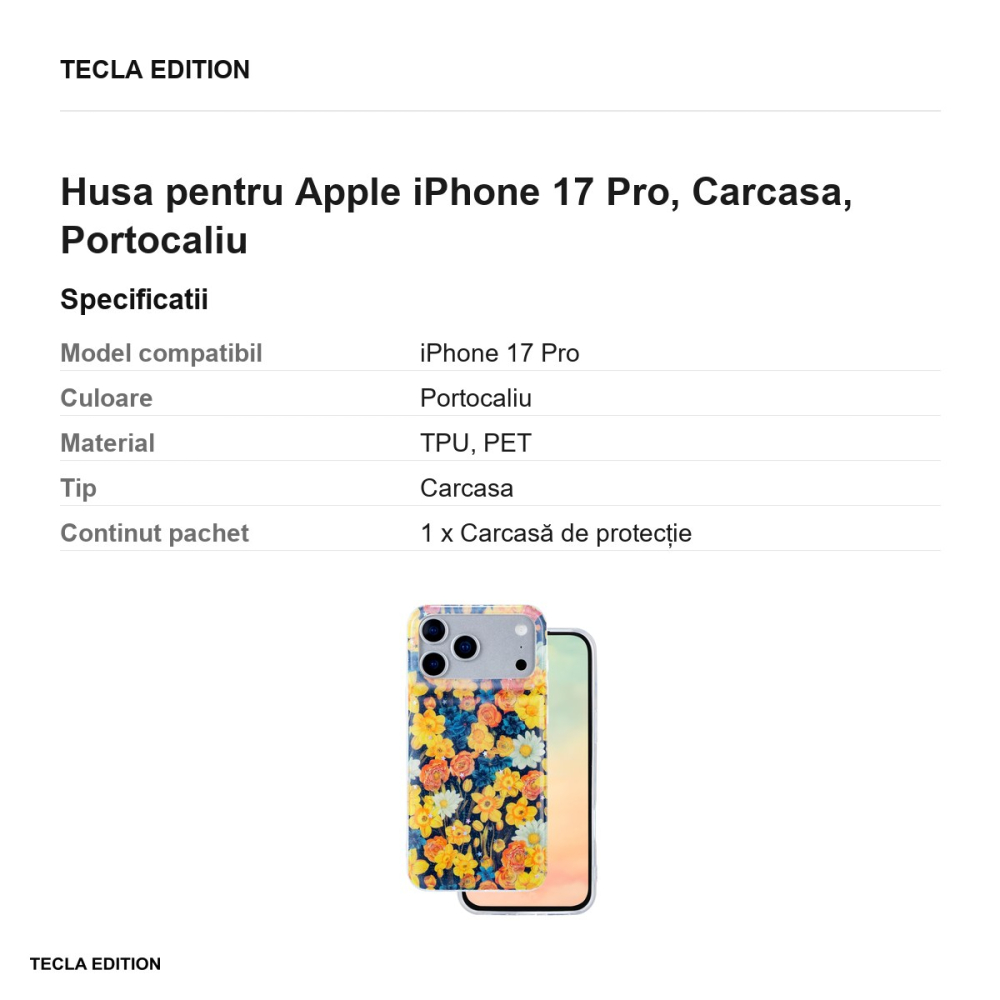 Husa Glow Glam pentru Apple iPhone 17 Pro, Carcasa, Portocaliu [3]