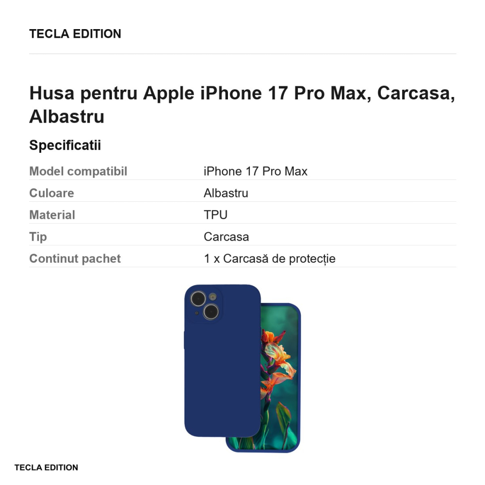 Husa Silicon atlantic pentru Apple iPhone 17 Pro Max, Carcasa, Albastru [3]