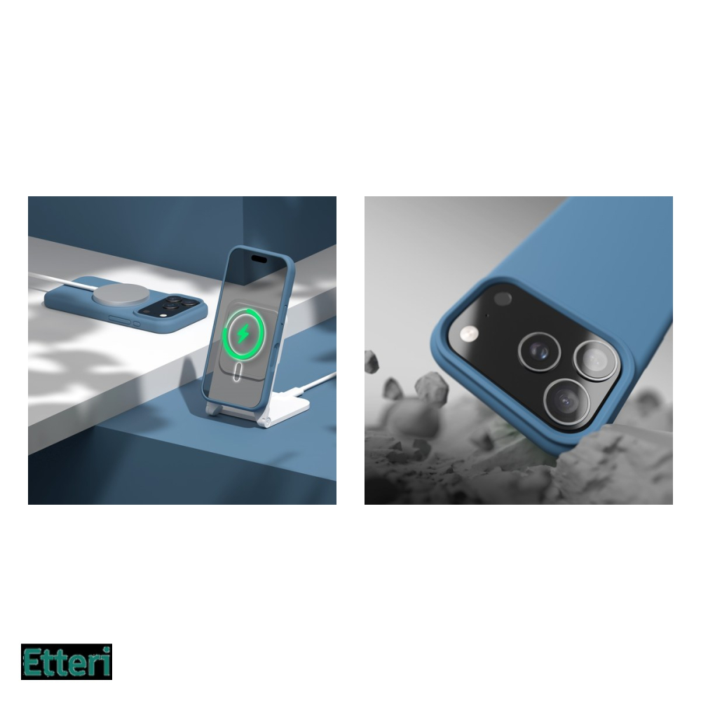Husa Etteri Silicone Mag pentru Apple iPhone 17 Pro Max, Carcasa magnetica, Albastru [5]