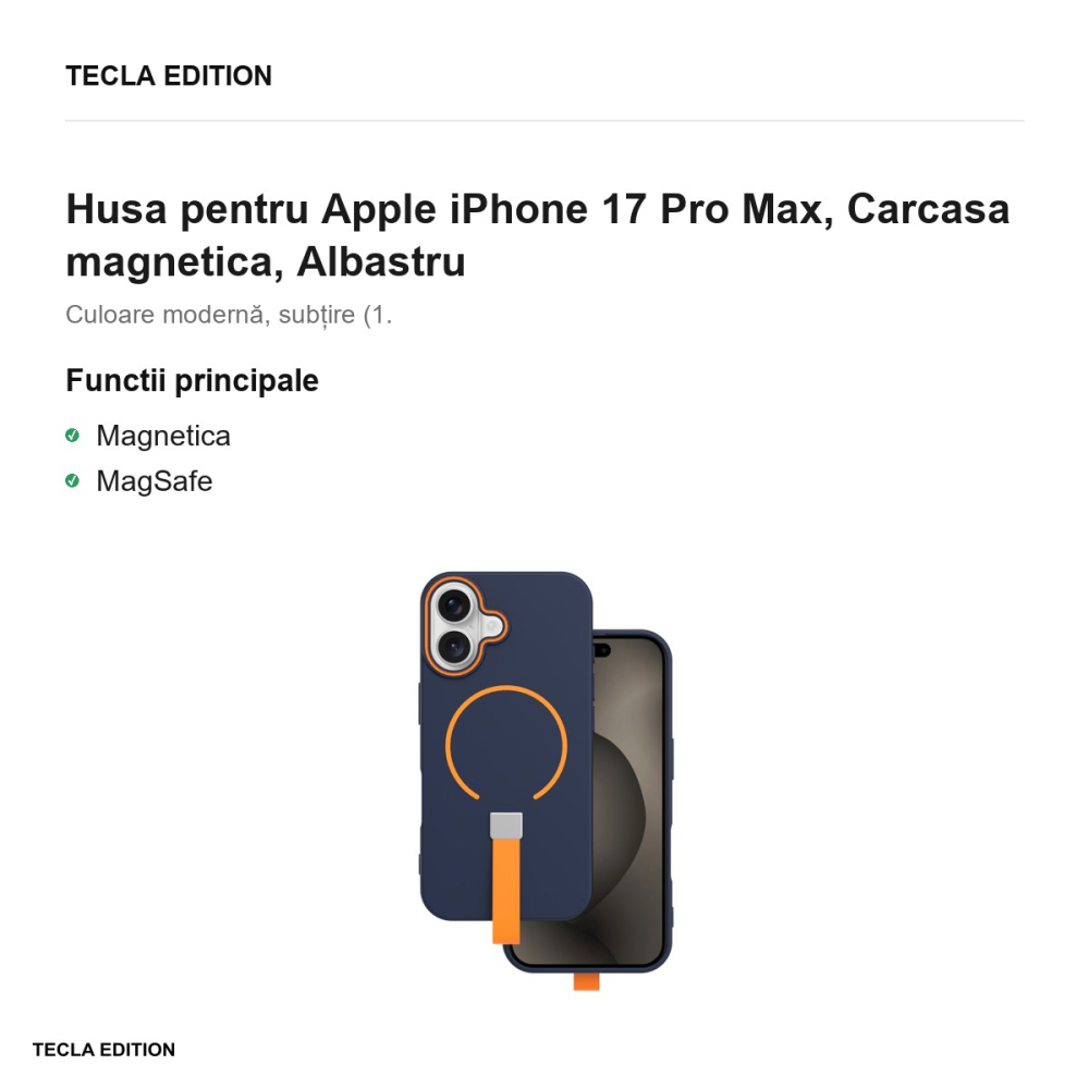 Husa Loop Thin Mag pentru Apple iPhone 17 Pro Max, Carcasa magnetica, Albastru [2]