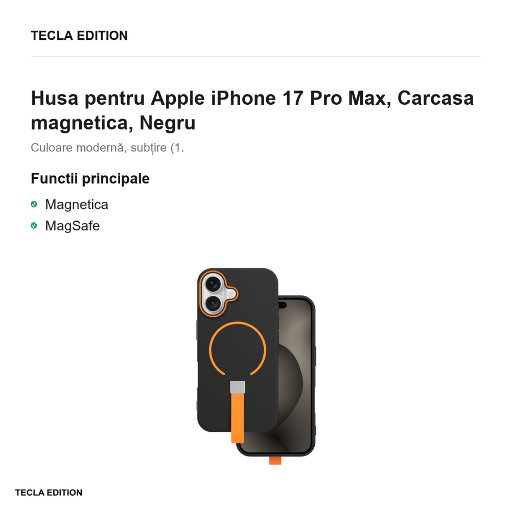 Husa Loop Thin Mag pentru Apple iPhone 17 Pro Max, Carcasa magnetica, Negru [2]