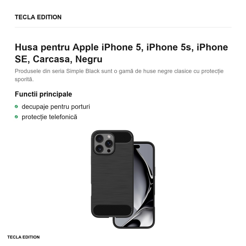 Husa pentru Apple iPhone 5, iPhone 5s, iPhone SE, Carcasa, Negru [2]