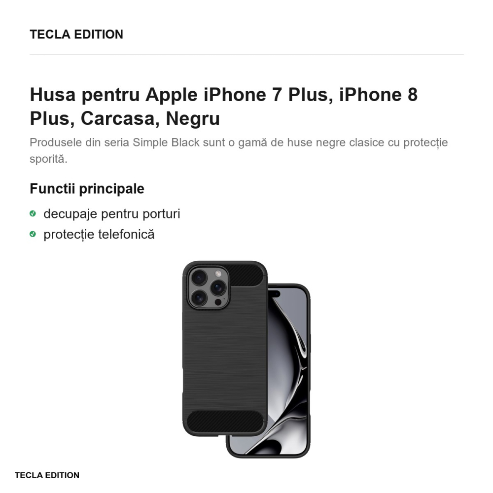 Husa pentru Apple iPhone 7 Plus, iPhone 8 Plus, Carcasa, Negru [2]