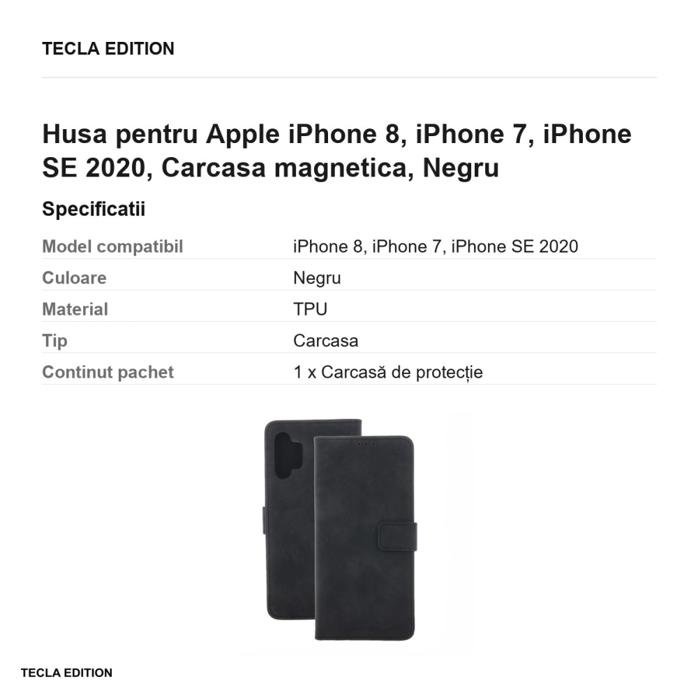 Husa pentru Apple iPhone 8, iPhone 7, iPhone SE 2020, Carcasa magnetica, Negru [3]