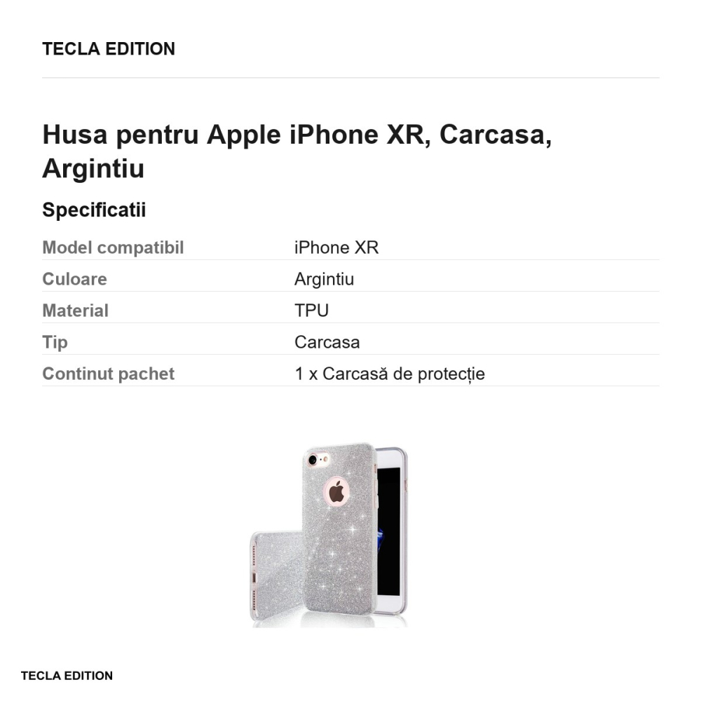Husa Glitter 3in1 pentru Apple iPhone XR, Carcasa, Argintiu [3]